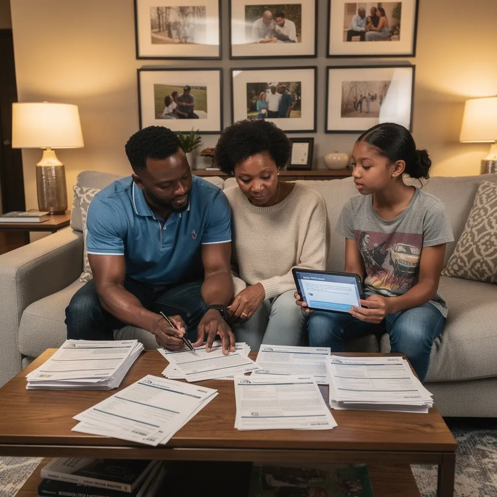 Osoba rozmawiająca z doradcą ubezpieczeniowym w celu wyjaśnienia szczegółów polisy.